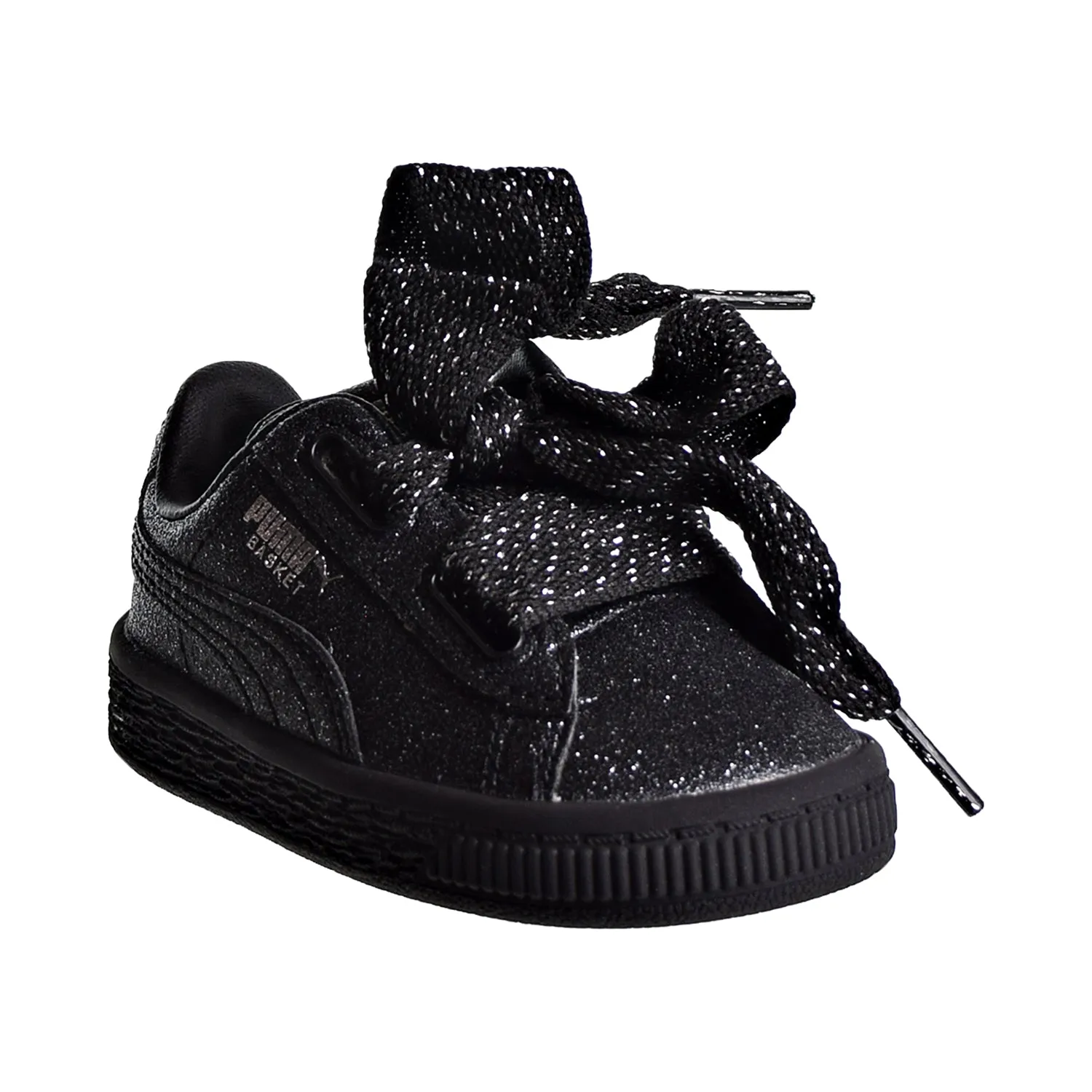 Puma Basket Heart Holiday Glamour Toddler's Shoes Black/Silver
