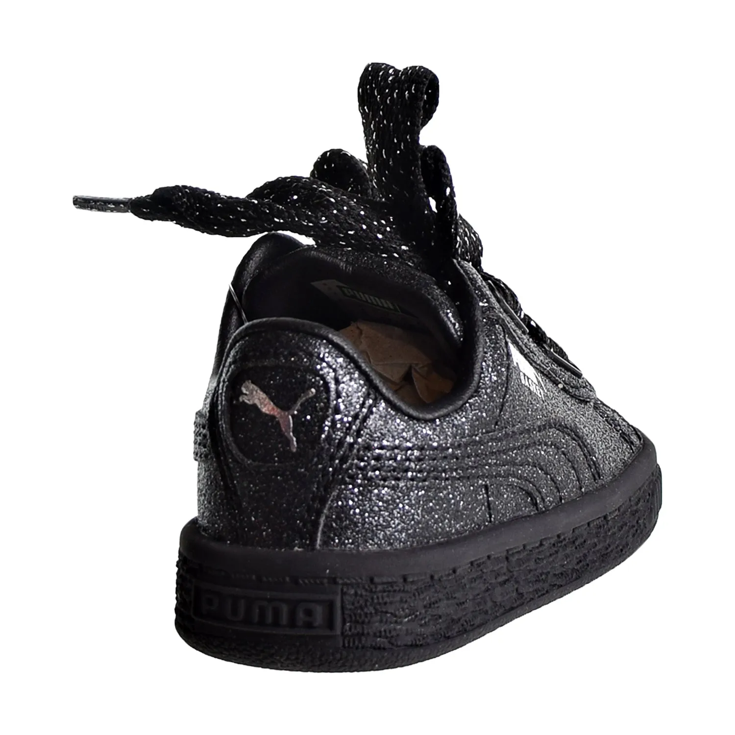 Puma Basket Heart Holiday Glamour Toddler's Shoes Black/Silver