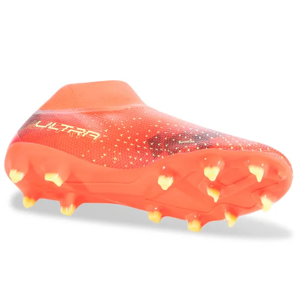Puma Ultra Match  Laceless FG/AG Soccer Cleats (Coral/Fizzy Light/Black)