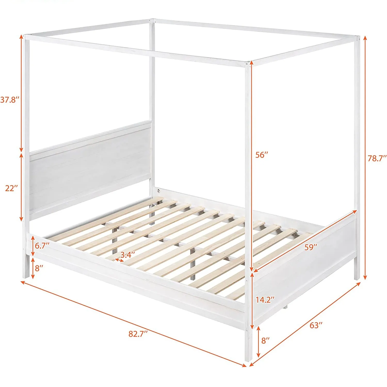Queen Size Canopy Bed with 2 Nightstands