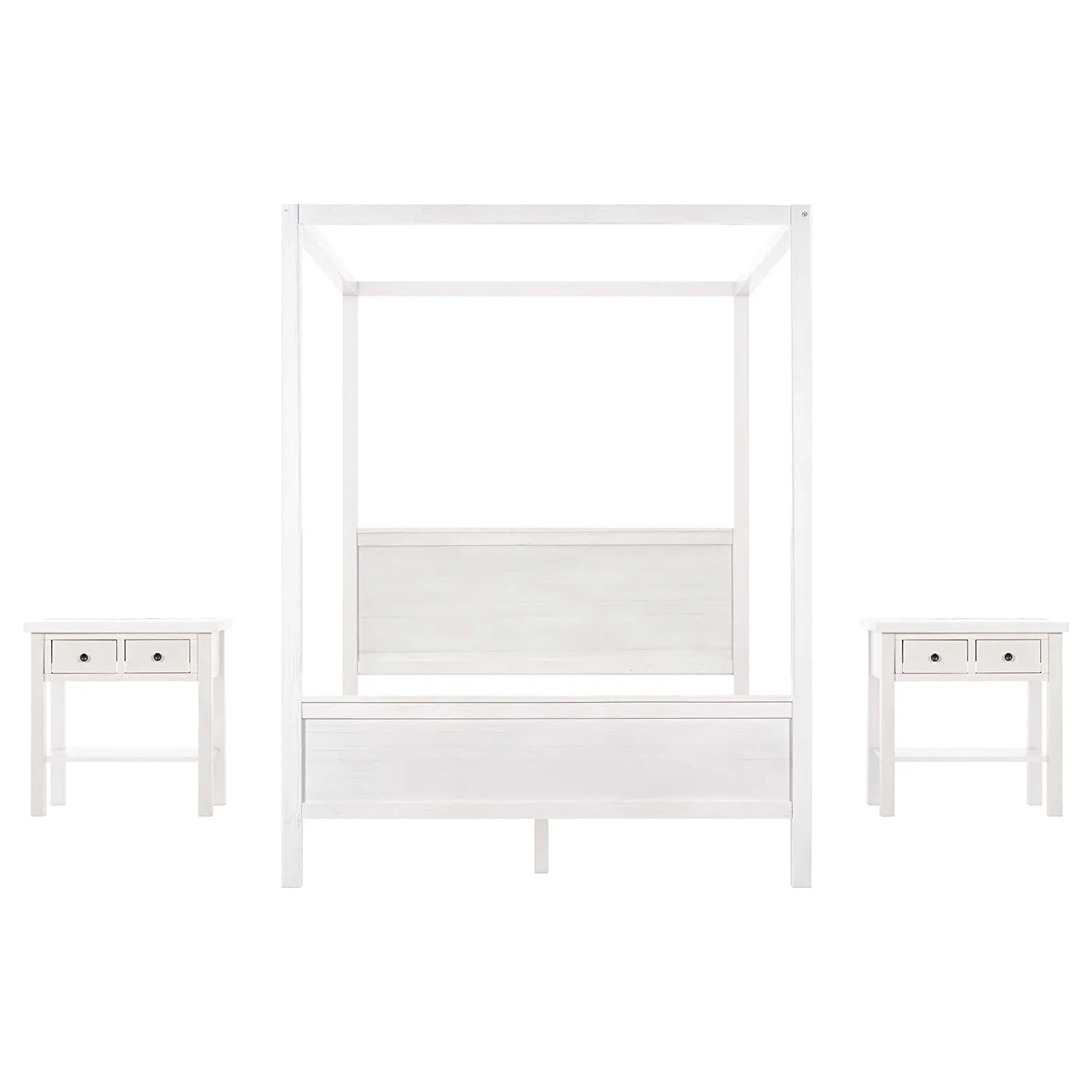 Queen Size Canopy Bed with 2 Nightstands