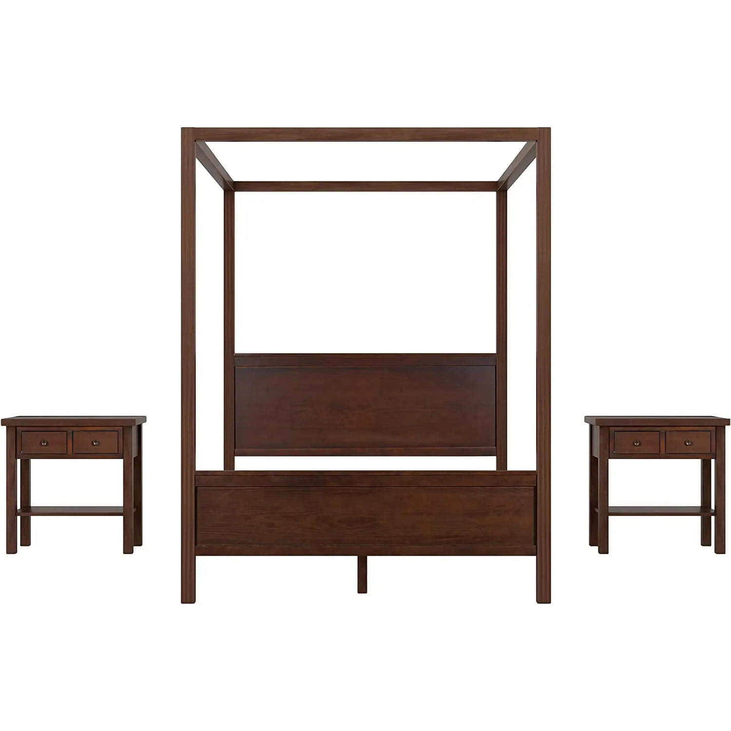 Queen Size Canopy Bed with 2 Nightstands