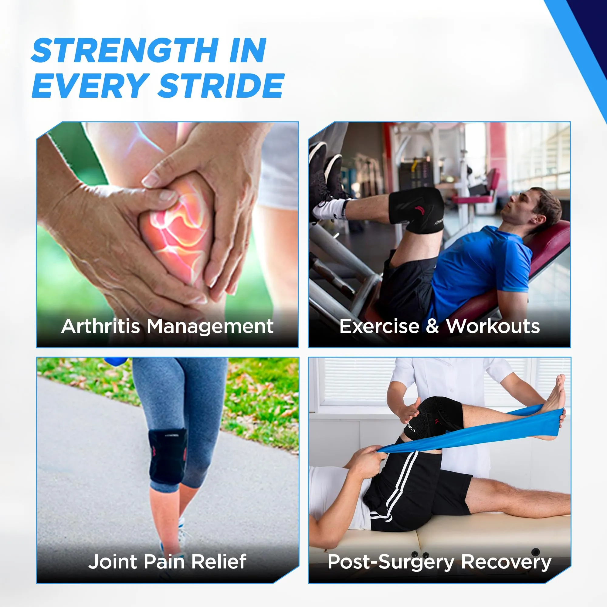 REACH Knee Support For Men Gym | Knee Support For Women | Knee Caps For Women & Men| Knee Pain Relief Products | Knee Guard & Leg Support | Knee Brace For Knee Pain | Knee Pad | Knee Belt | Red-Large