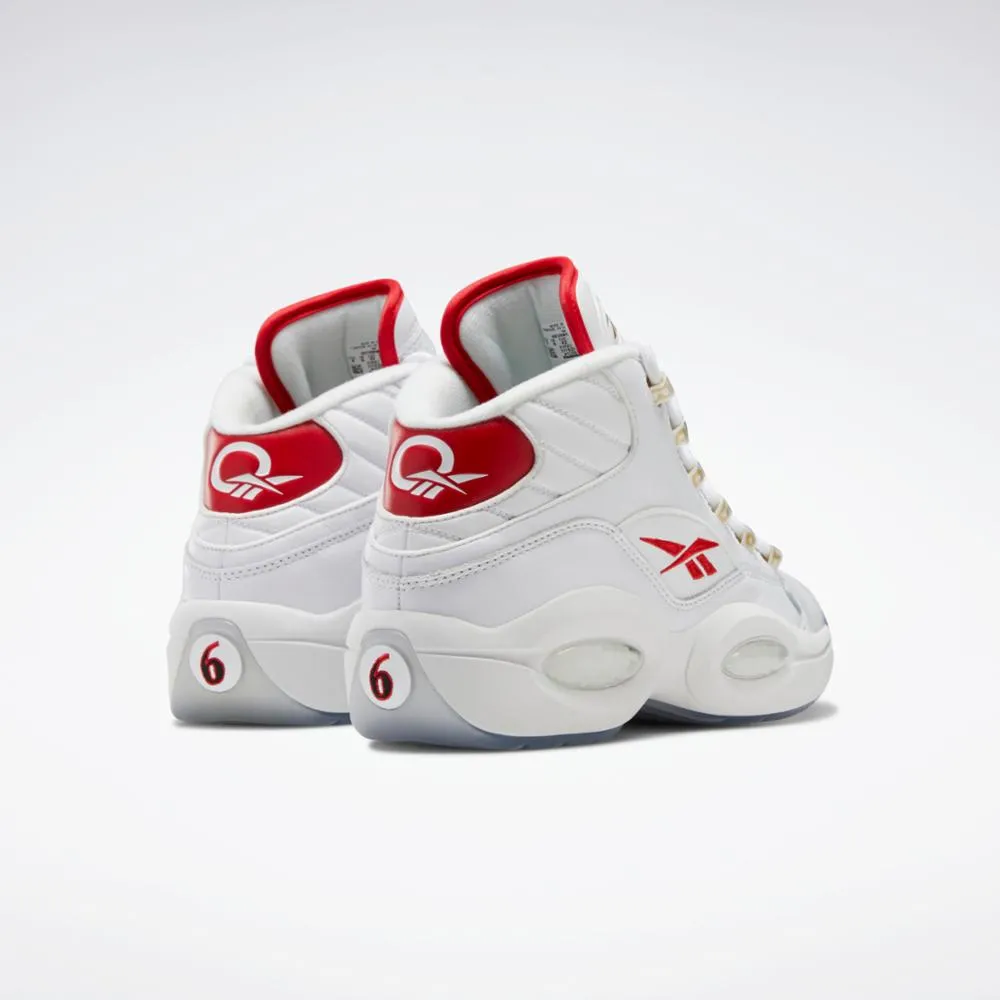 Reebok Footwear Men QUESTION MID FTWR WHT/FTWR WHT/VECTOR RED