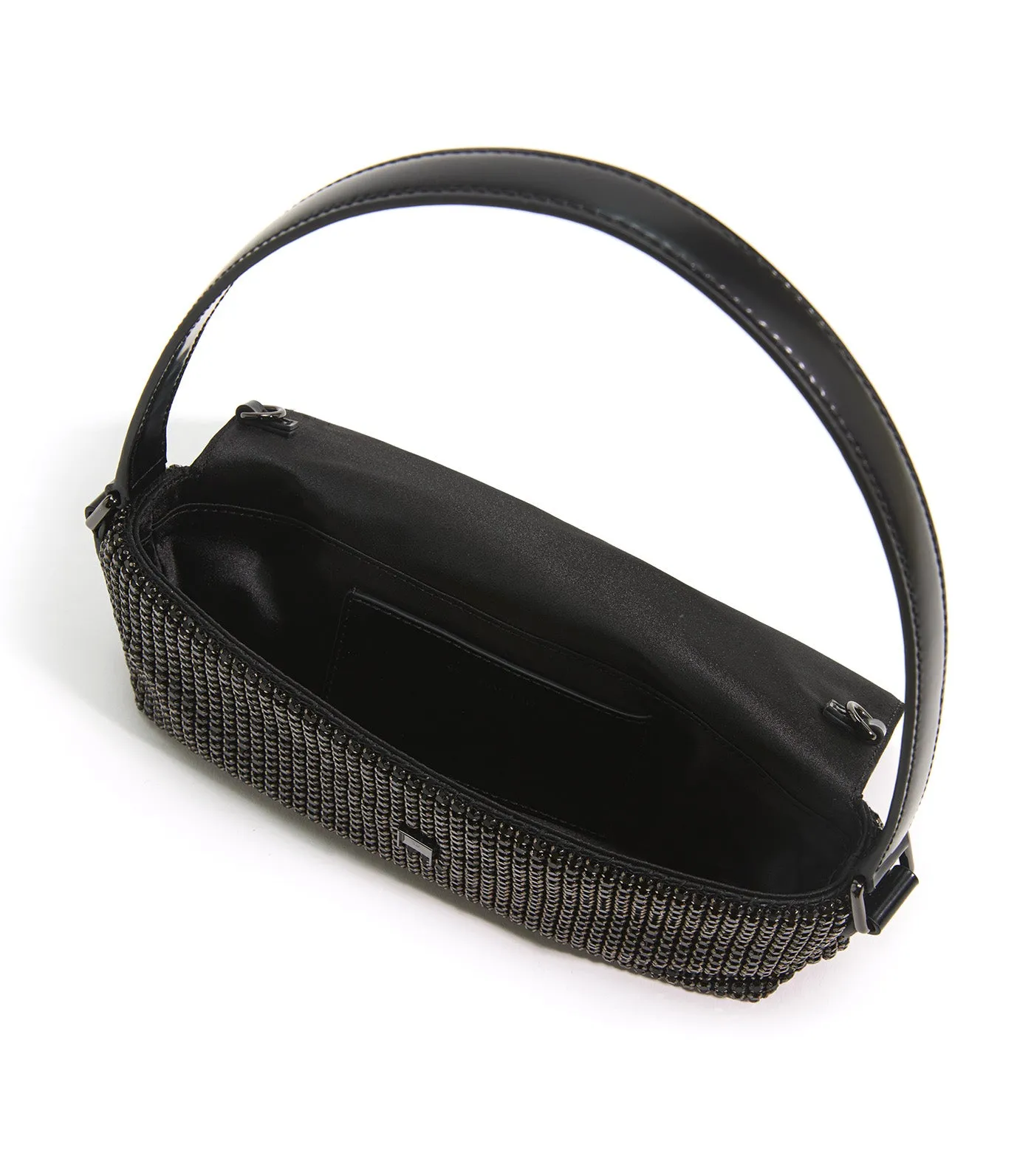 Rhinestone Chainmail Baguette Bag Black
