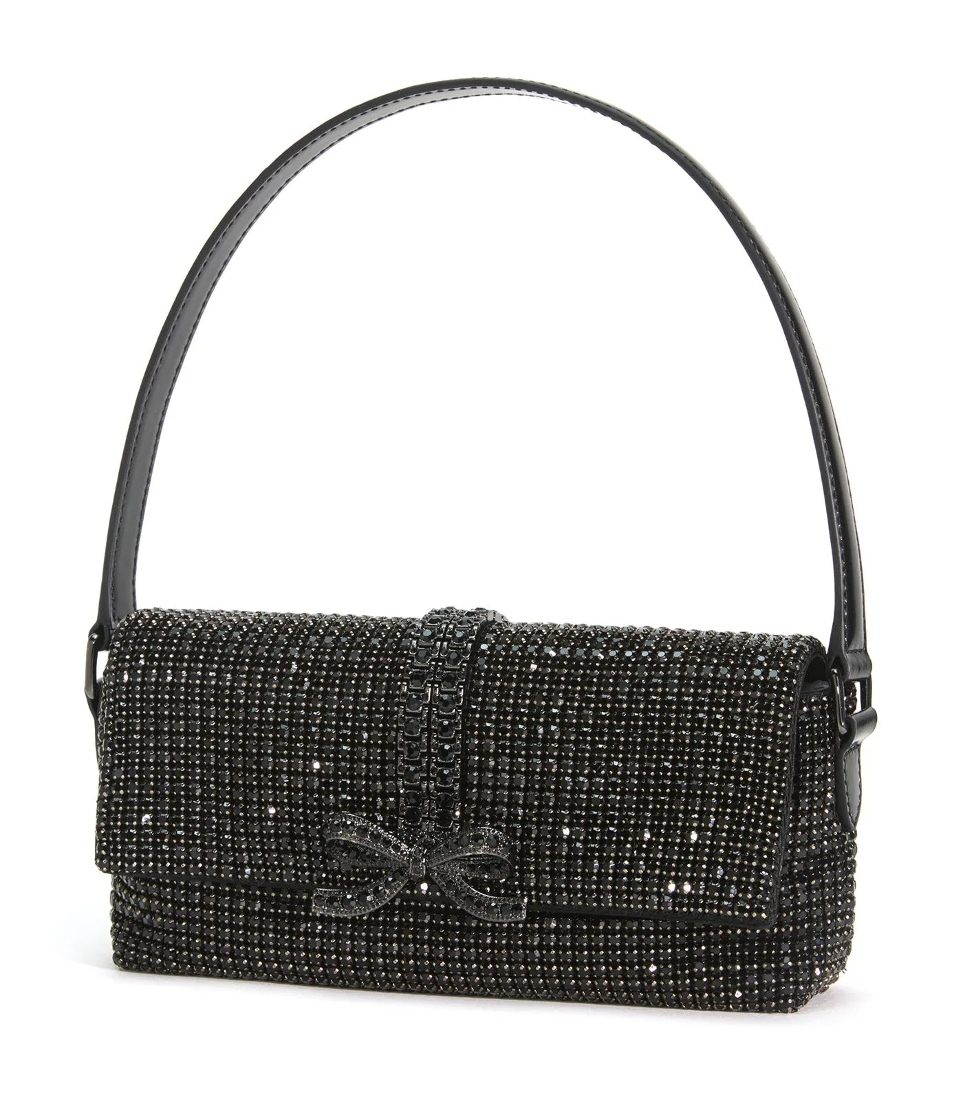 Rhinestone Chainmail Baguette Bag Black