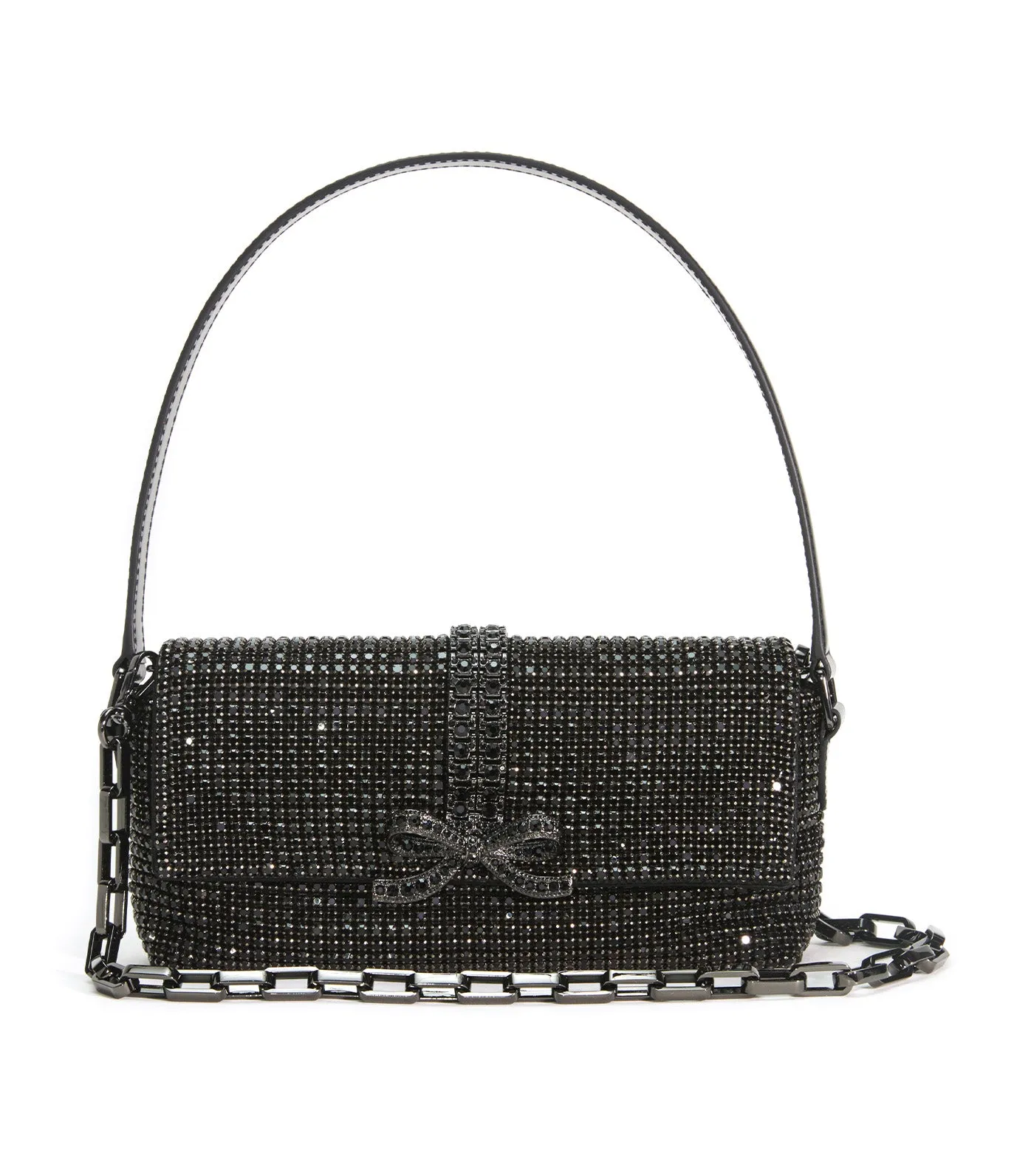 Rhinestone Chainmail Baguette Bag Black
