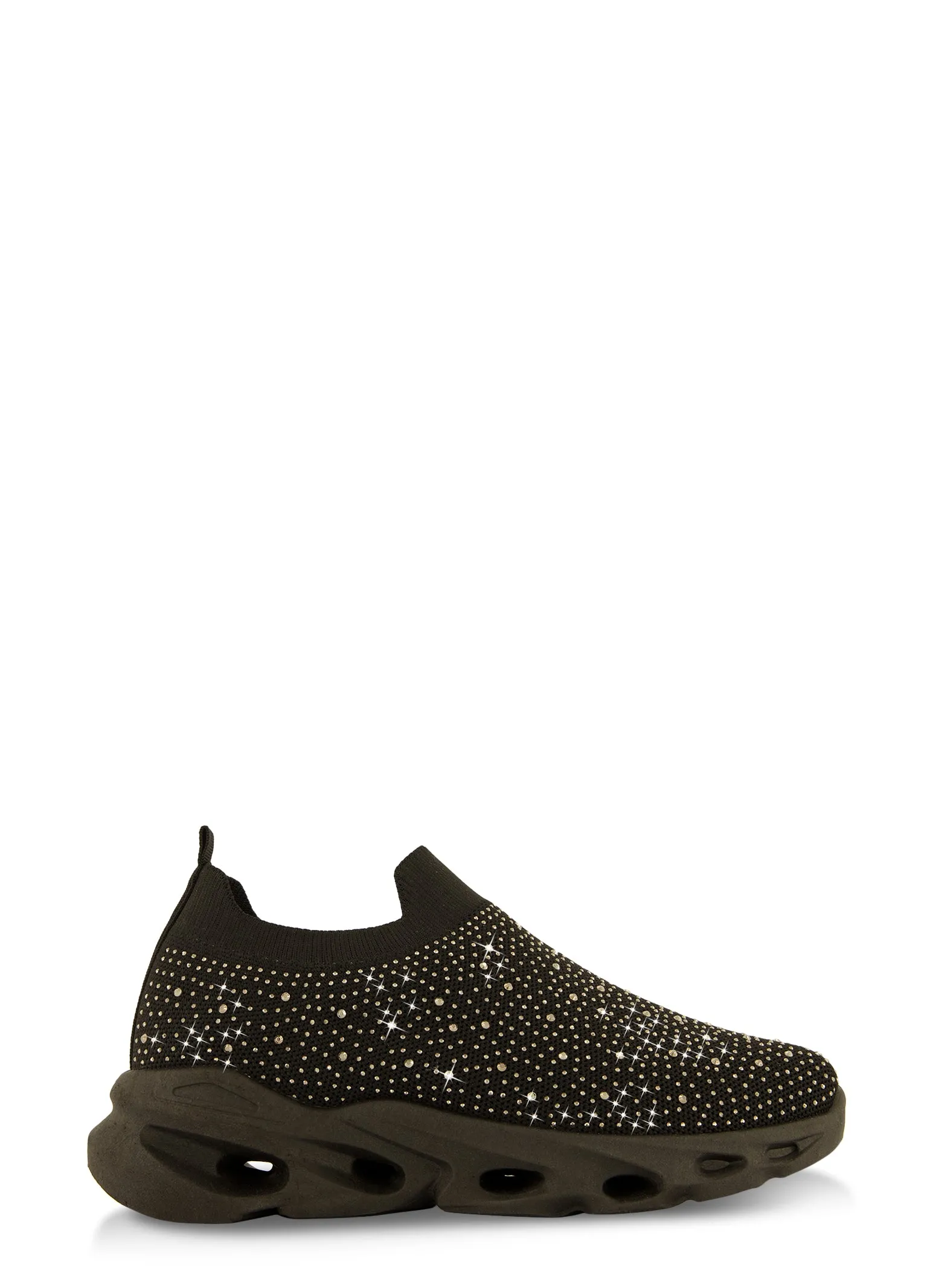 Rhinestone Cut Out Sole Slip On Sneakers