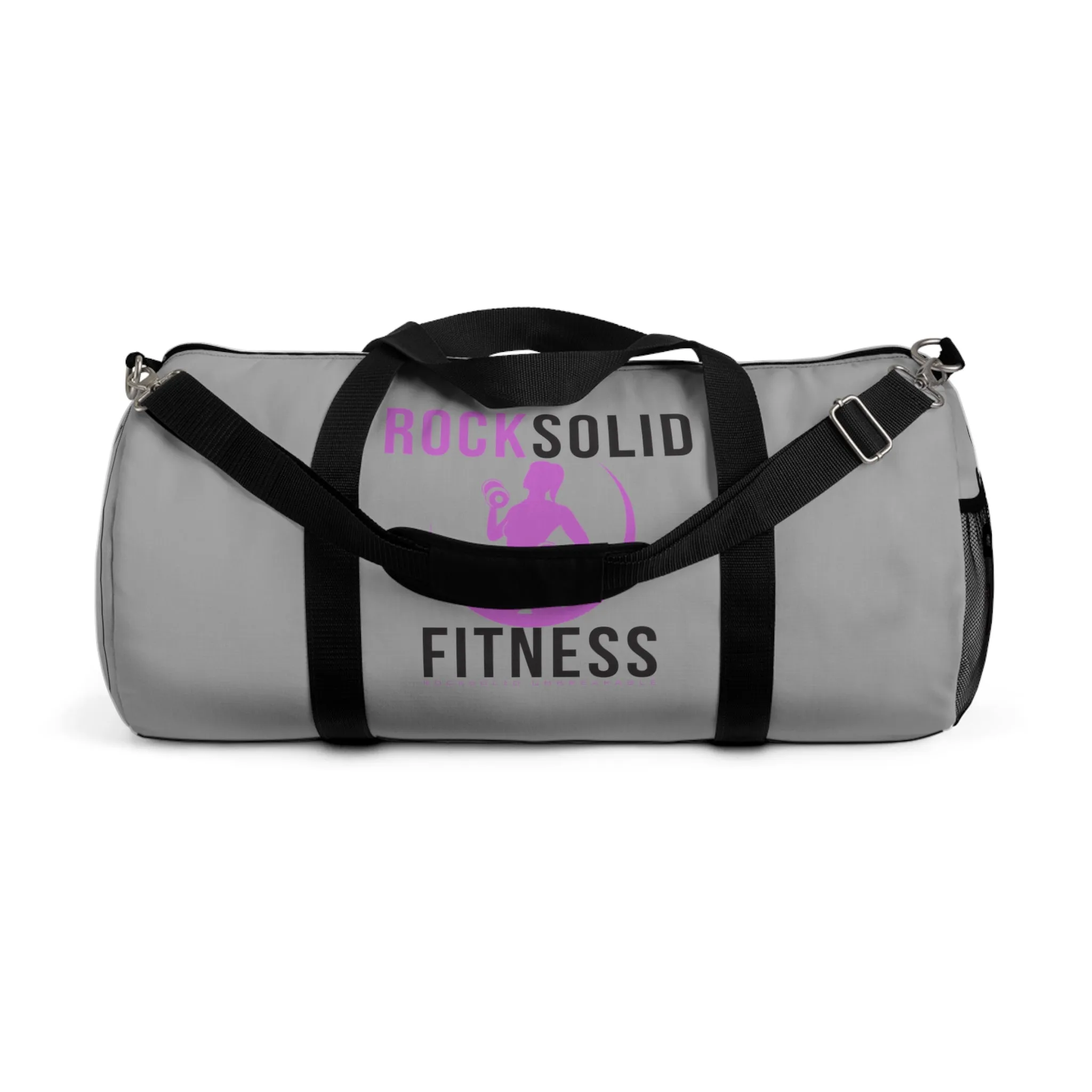RockSolid Fitness Duffel Bag | Gray | Oxford Canvas | Pink Lady Logo