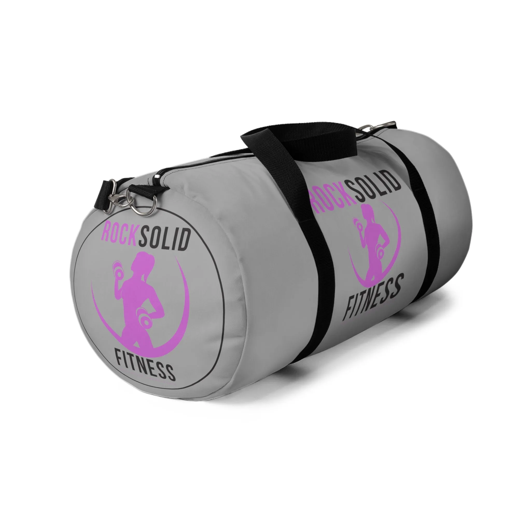 RockSolid Fitness Duffel Bag | Gray | Oxford Canvas | Pink Lady Logo