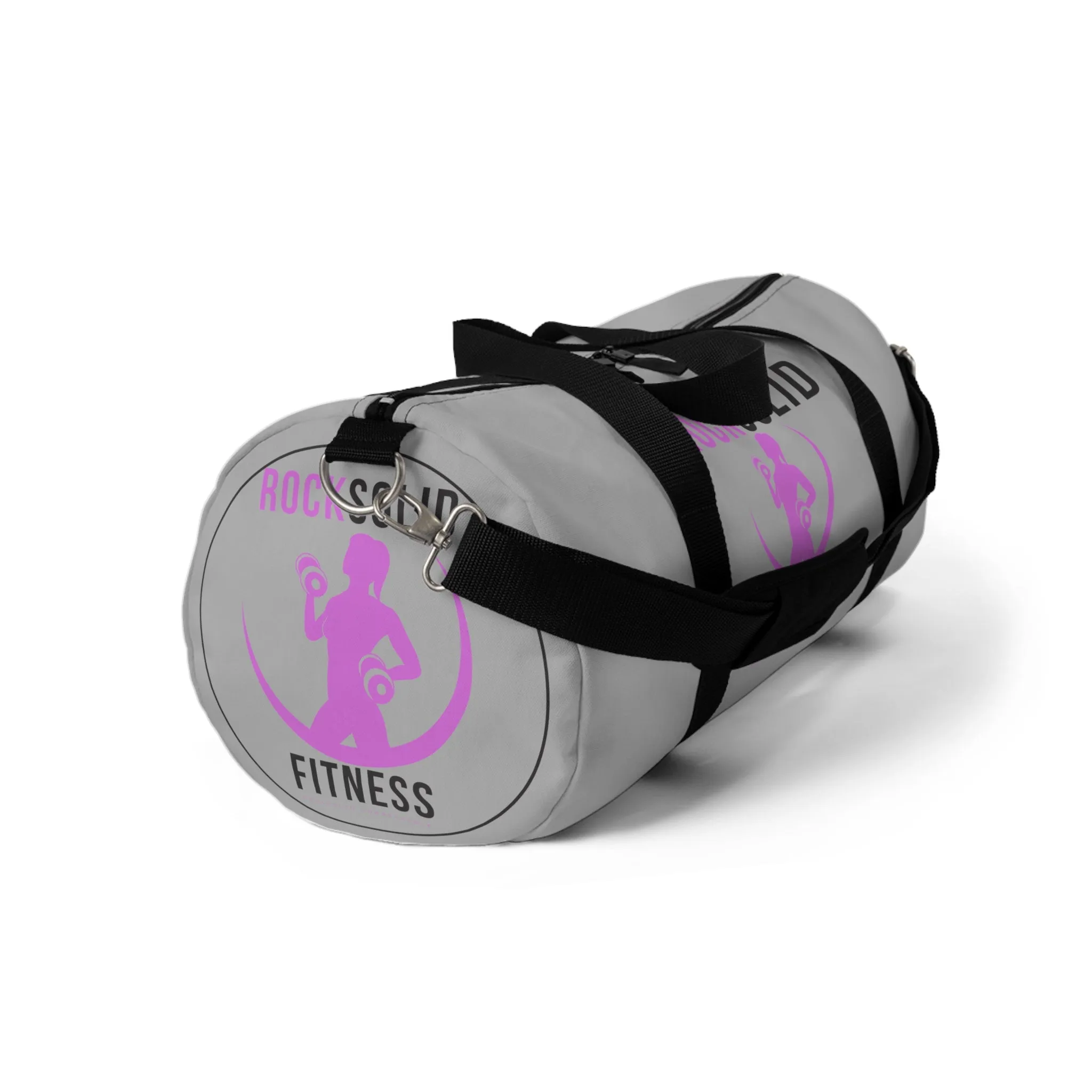 RockSolid Fitness Duffel Bag | Gray | Oxford Canvas | Pink Lady Logo