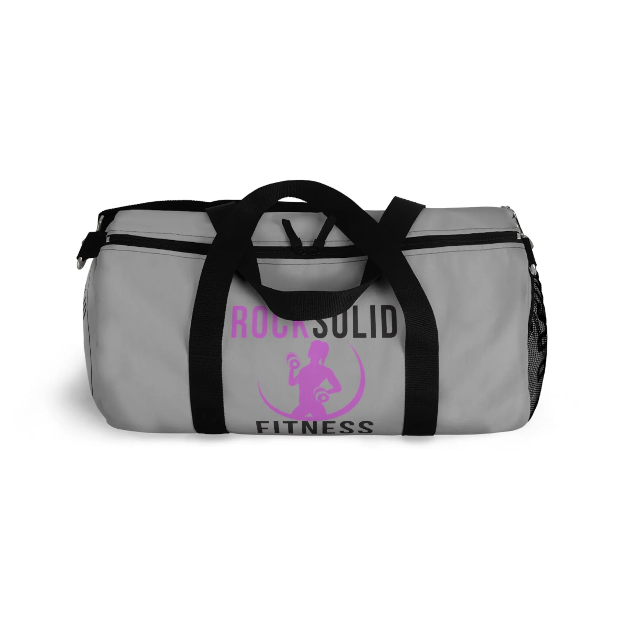 RockSolid Fitness Duffel Bag | Gray | Oxford Canvas | Pink Lady Logo