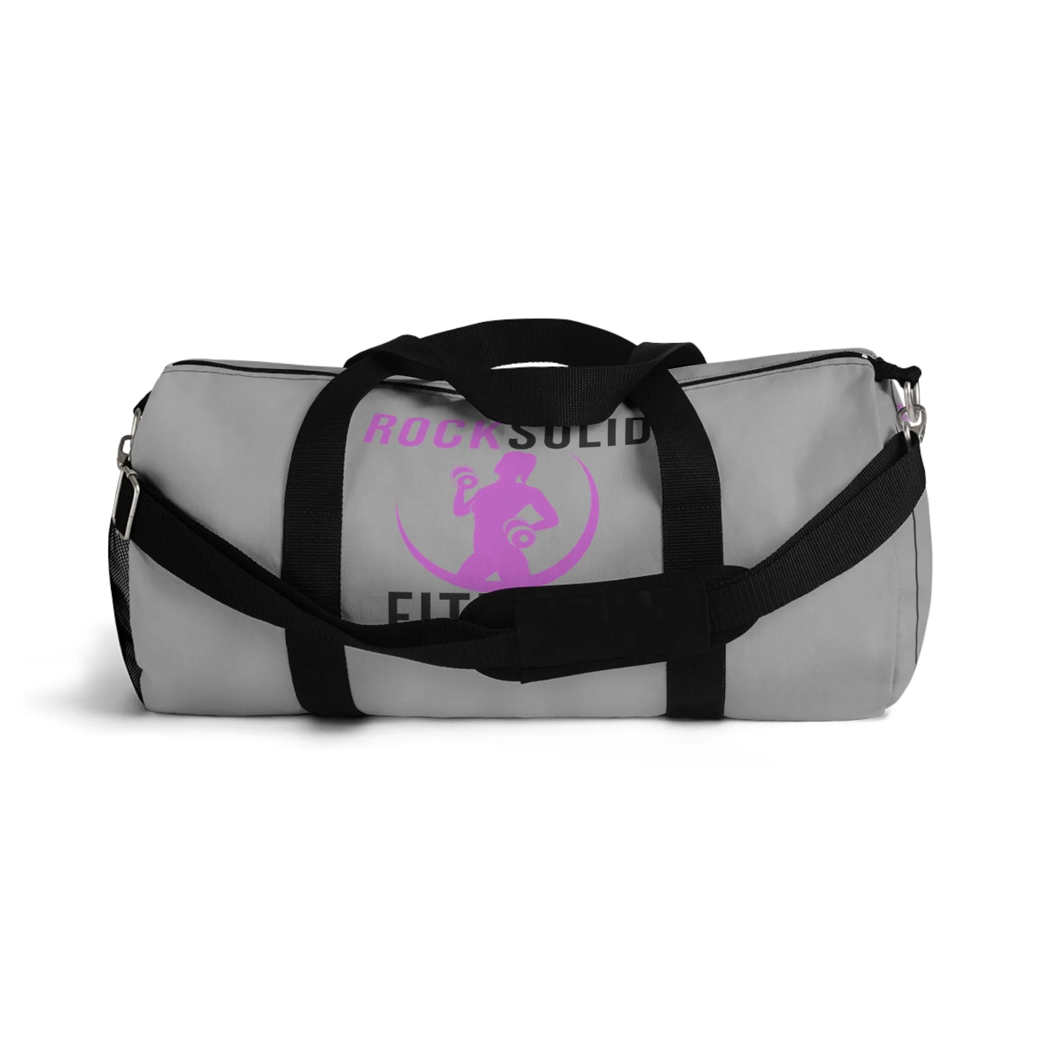 RockSolid Fitness Duffel Bag | Gray | Oxford Canvas | Pink Lady Logo