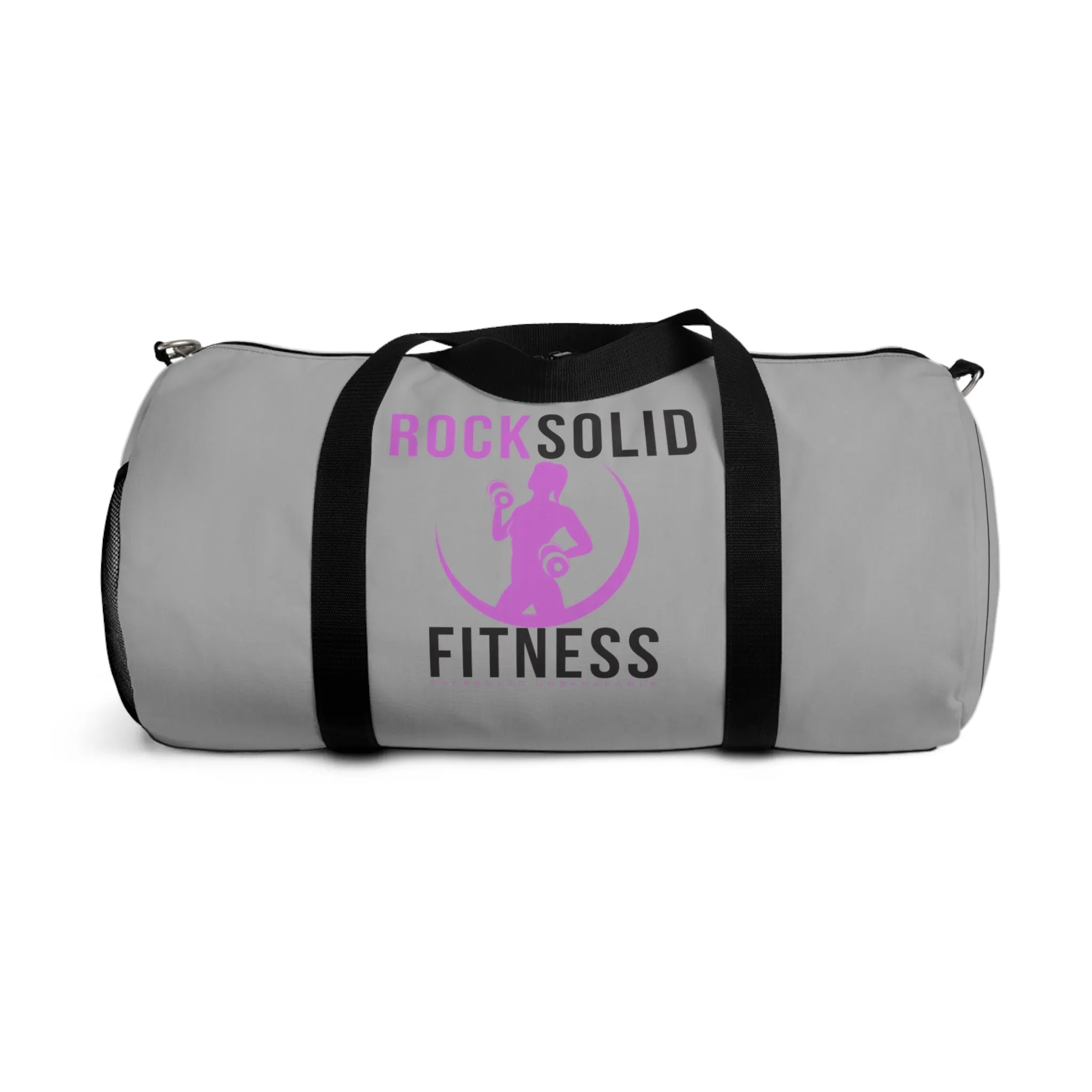 RockSolid Fitness Duffel Bag | Gray | Oxford Canvas | Pink Lady Logo