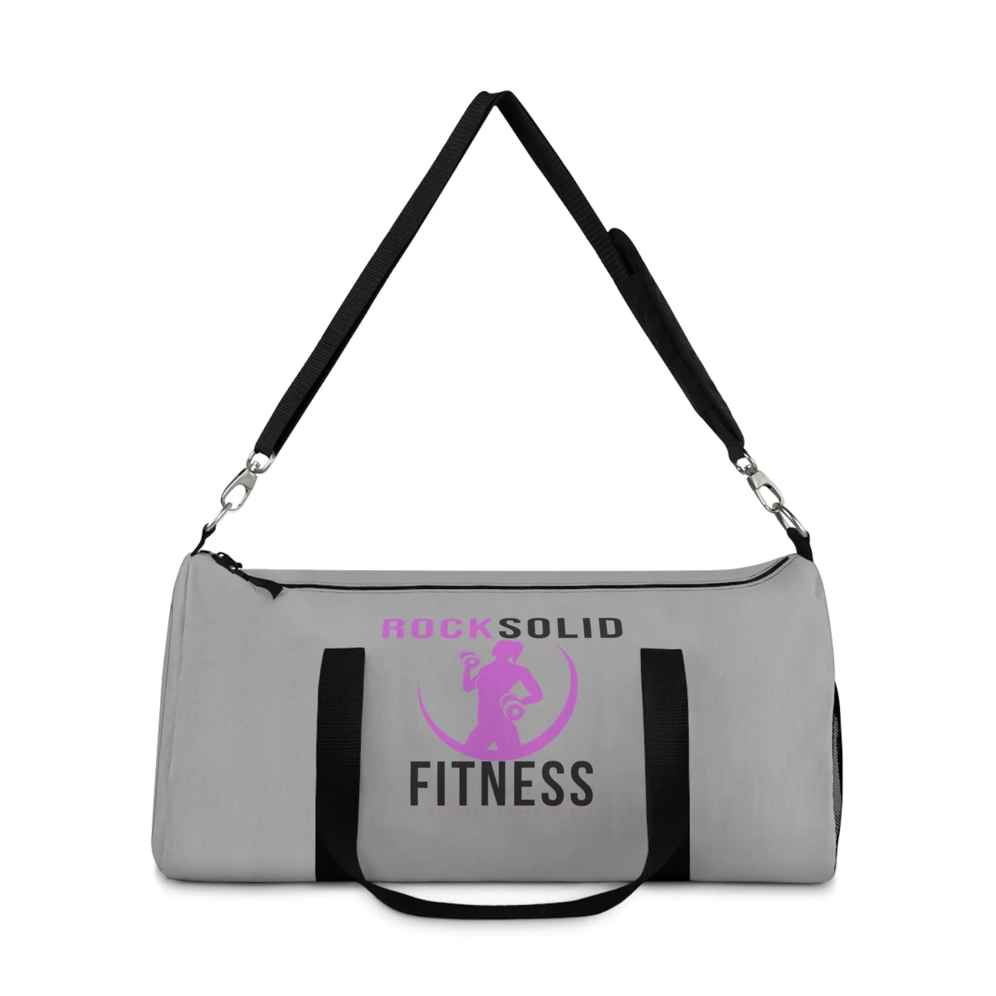 RockSolid Fitness Duffel Bag | Gray | Oxford Canvas | Pink Lady Logo