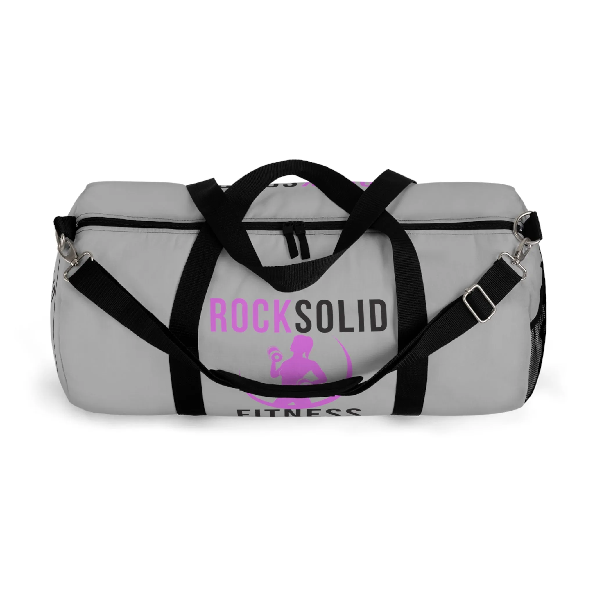 RockSolid Fitness Duffel Bag | Gray | Oxford Canvas | Pink Lady Logo