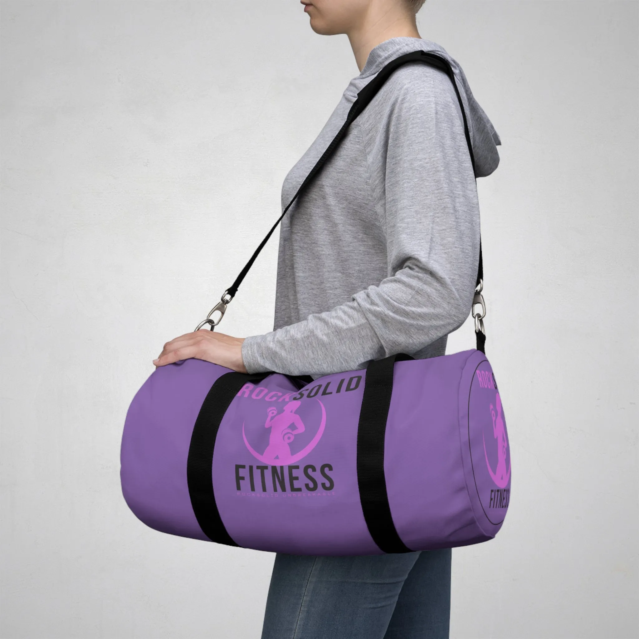 RockSolid Fitness Duffel Bag | Purple | Oxford Canvas | Pink Lady Logo