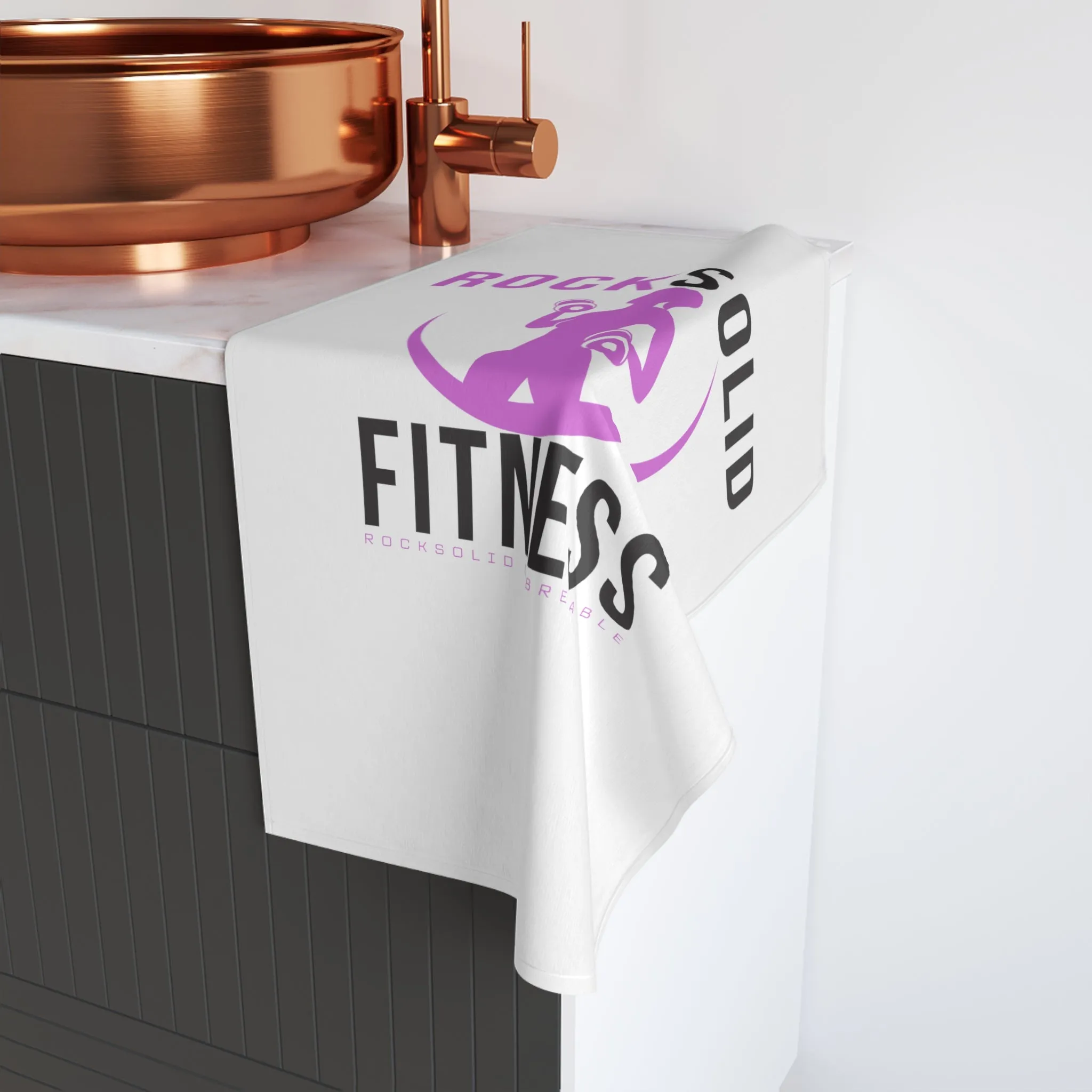 RockSolid Fitness Workout Towel | RockSolid Unbreakable | Pink Lady Logo Design
