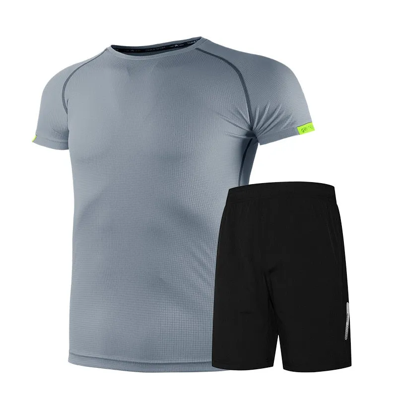 Running T Shirt Sport GYM Tshirt Short Sleeve Football Basketball Tennis Shirt Quick Dry Fitness Sports Set Suits Sportswear