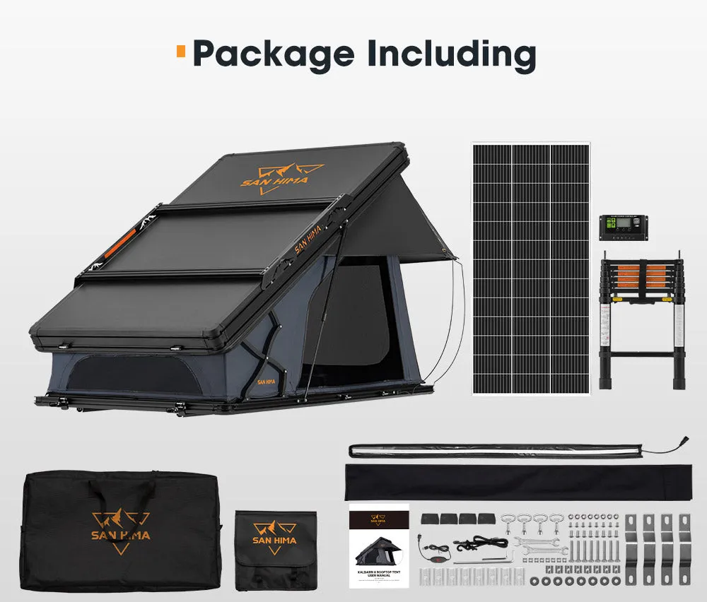 San Hima Kalbarri X Rooftop Tent Hardshell With Ladder   200W Solar Panel