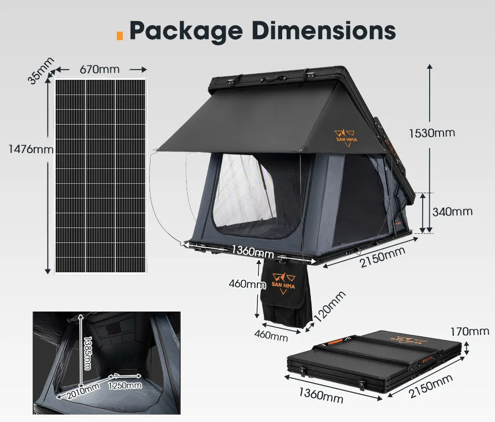 San Hima Kalbarri X Rooftop Tent Hardshell With Ladder   200W Solar Panel