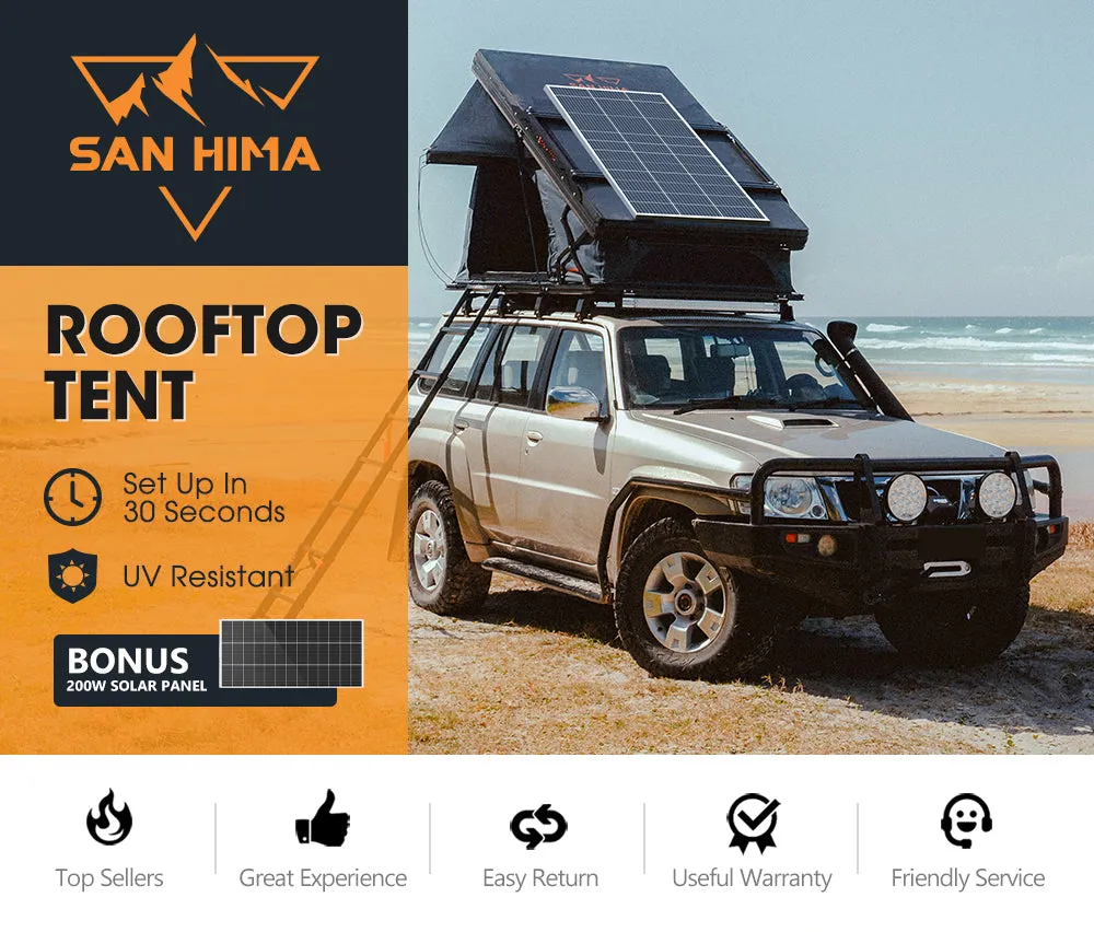 San Hima Kalbarri X Rooftop Tent Hardshell With Ladder   200W Solar Panel
