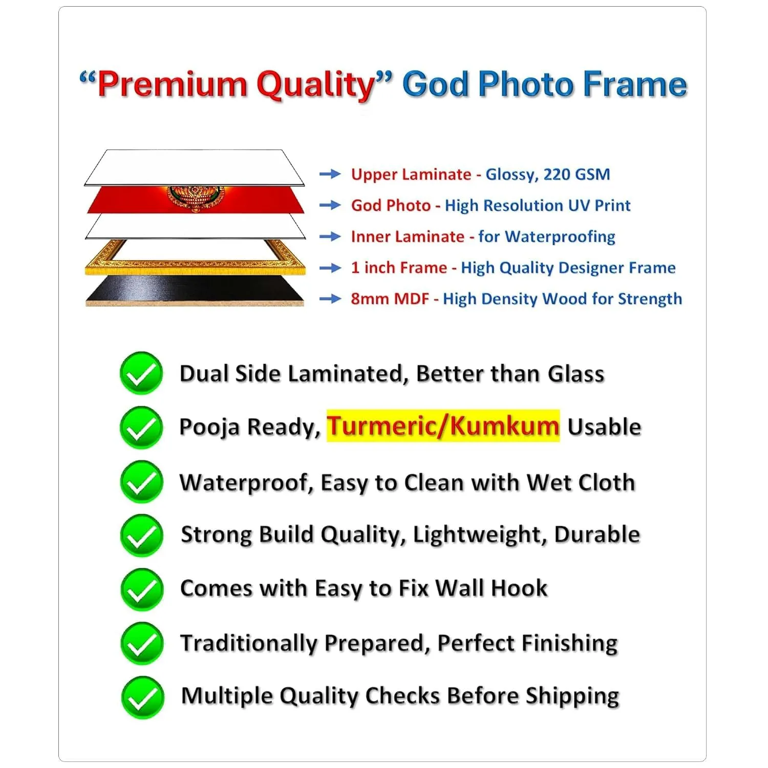 SANVIK CREATIONS Lord Shree Ram Darbar Photo Frame - Small and Large Acrylic Wooden Frames for Table, Temple Wall, Mandir, Gym, and Outdoor Spaces, Home Décor (30x46 cm, Ram_Darbar_Green)