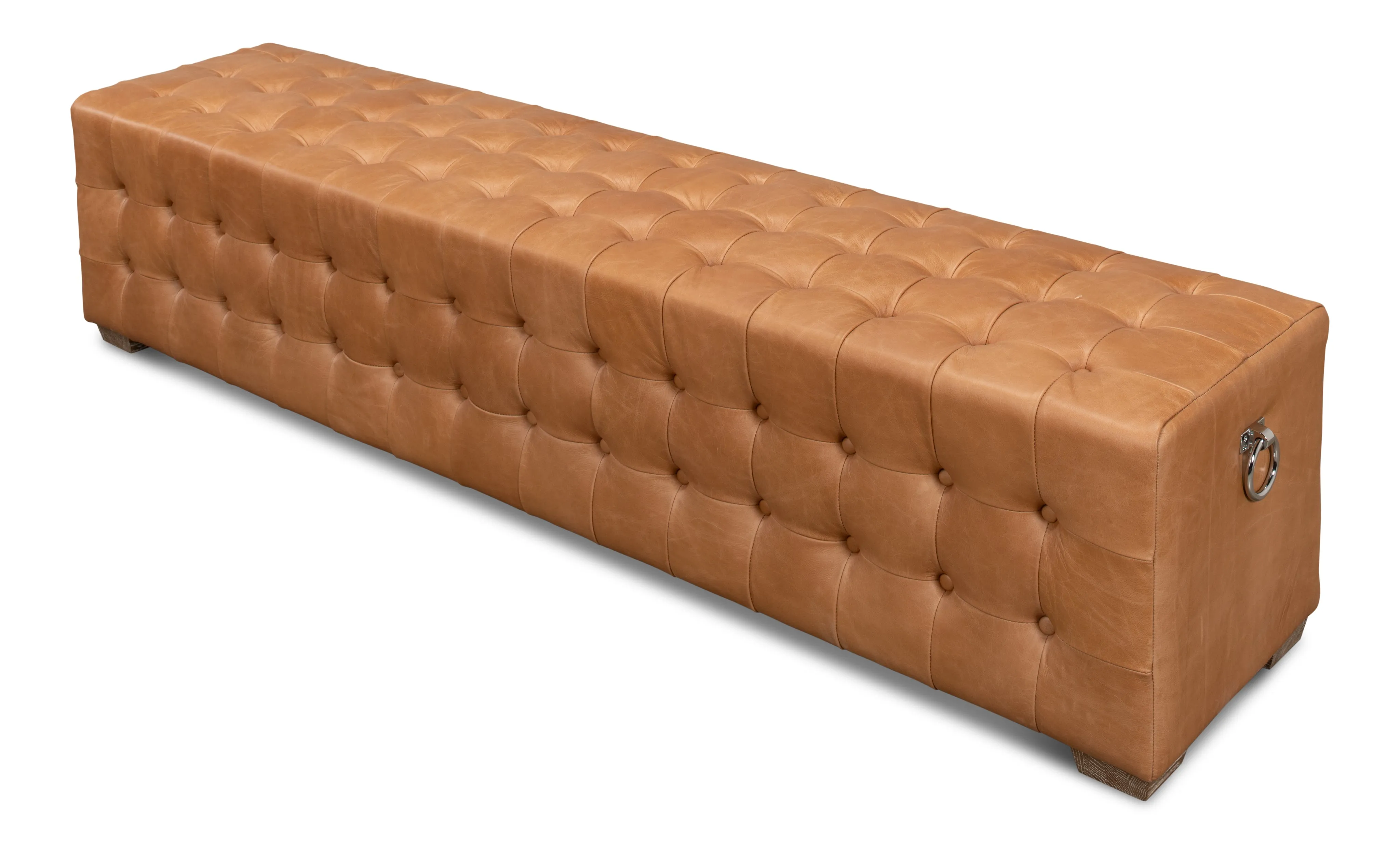 Sarreid - Beam Bench Tufted Leather - Brown - Traditional