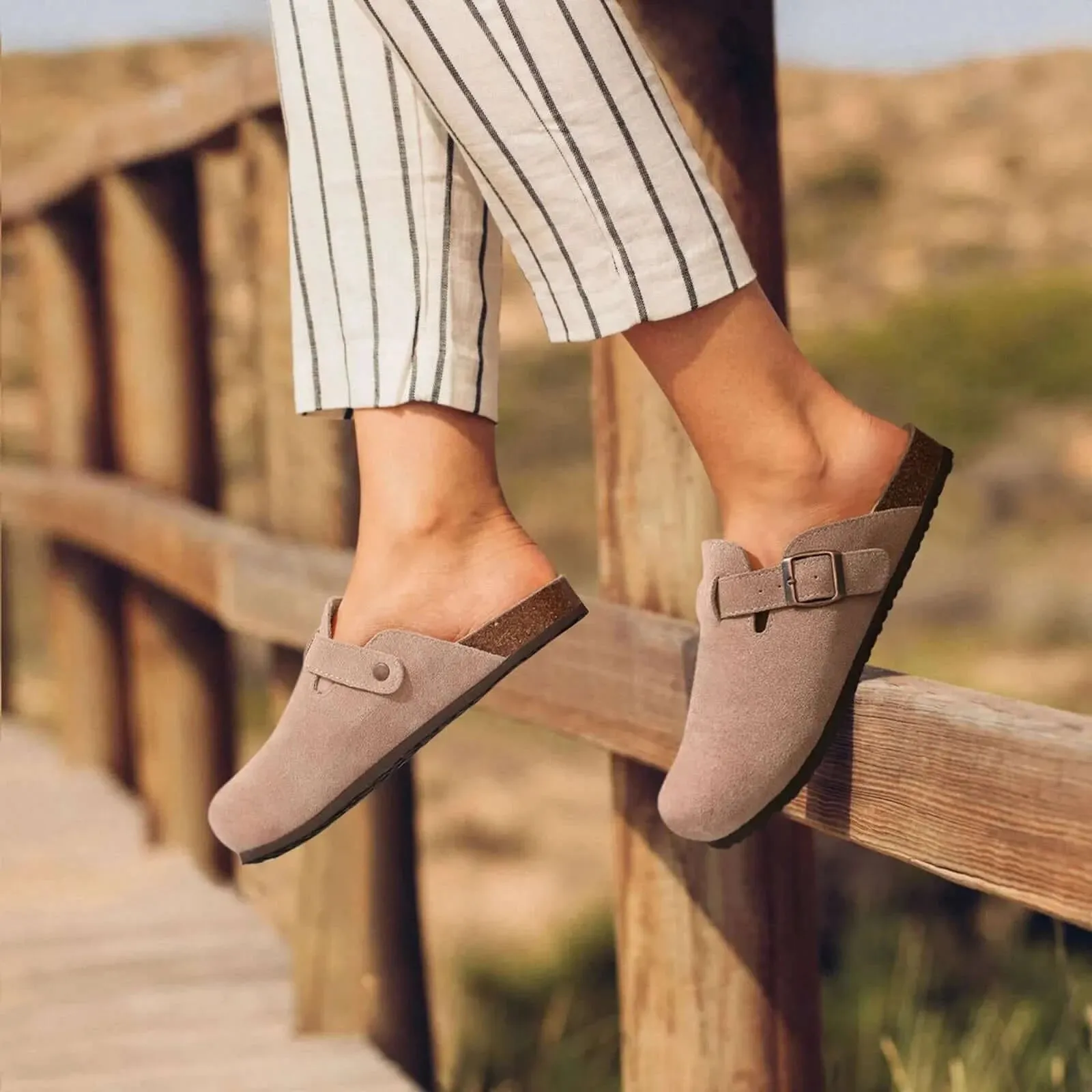 Shevalues Classic Cork Clogs Slippers Women Men Soft Footbed Suede
