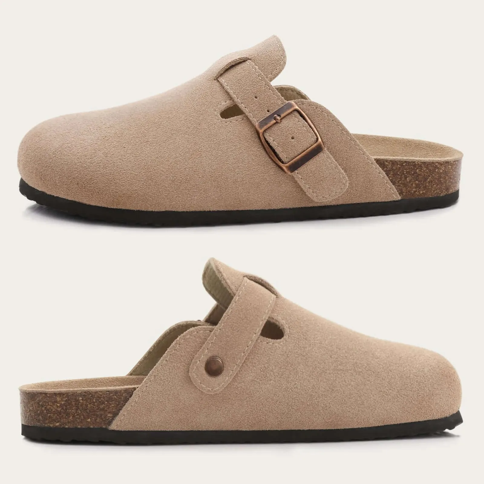 Shevalues Classic Cork Clogs Slippers Women Men Soft Footbed Suede