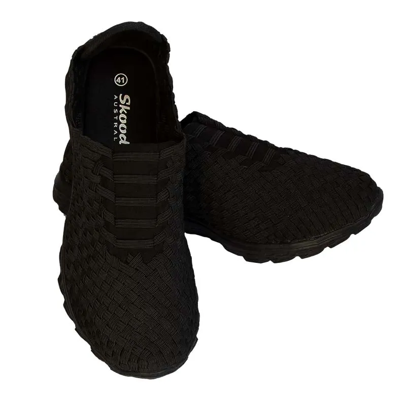 Skooda Shoes Ladies and Men's Black Sporty, Flat Lace