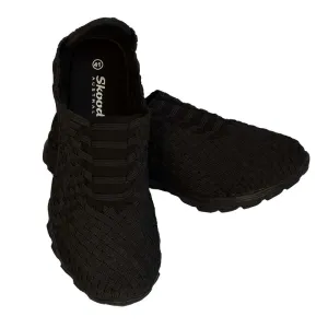 Skooda Shoes Ladies and Men's Black Sporty, Flat Lace