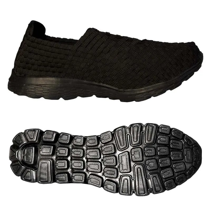 Skooda Shoes Ladies and Men's Black Sporty, Flat Lace