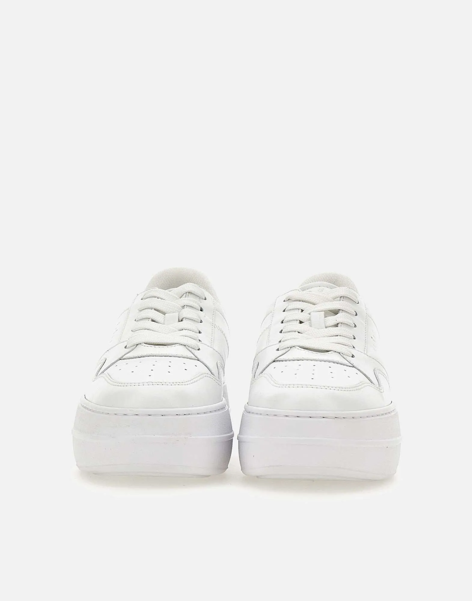 Skyscraper White Leather Platform Sneakers
