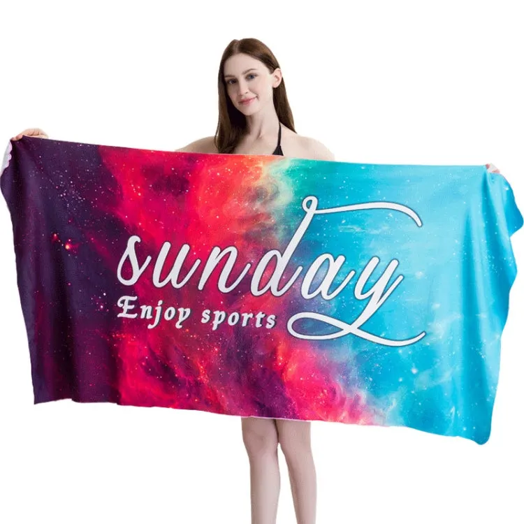 Sports Fitness Swimming Bath Towel Printed Double-Sided Velvet Absorbent Quick-Drying Beach Towel, Size: 156x81cm (Quick Dry Flamingo Green)