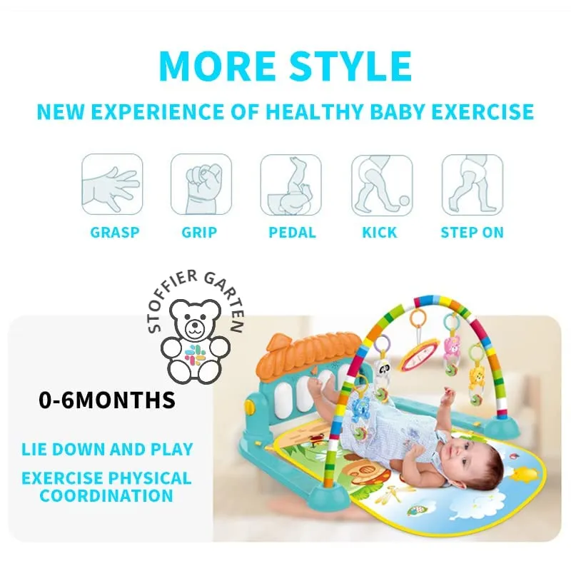 STOFFIER GARTEN Baby Gym Play Mat, Kick and Play Piano Gym, Musical Activity Center for Toddlers,Multicolor,0-12 Month Baby