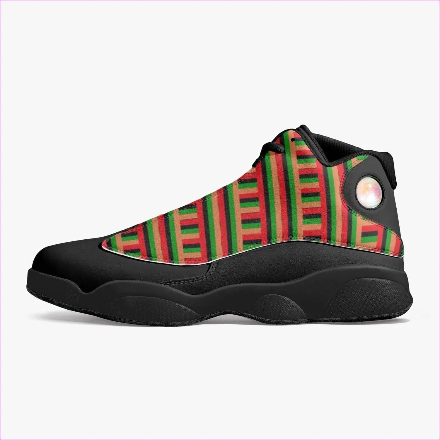 Striped Galore Black Leather Basketball Sneakers