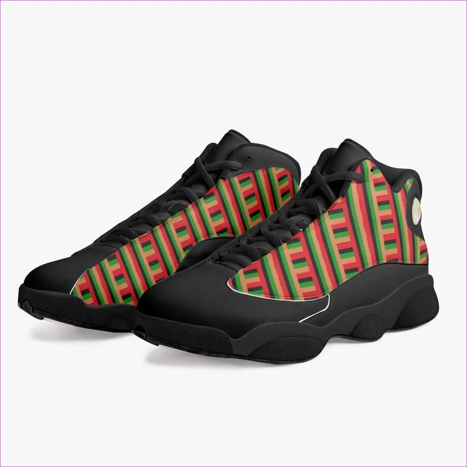 Striped Galore Black Leather Basketball Sneakers