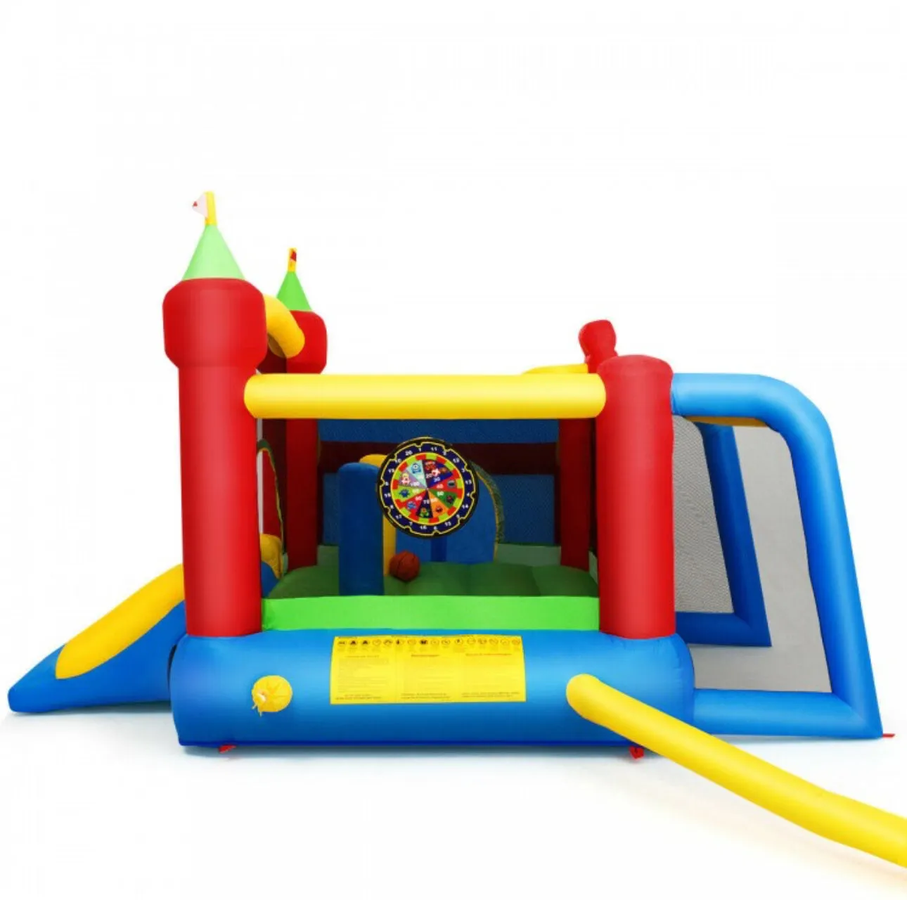 Super Fun 7-in-1 Giant Inflatable Bouncy House With Balls | 480W Blower | Slide | Ball Play Area | Jump Area | Basketball | Cool Play area | Big Entrance