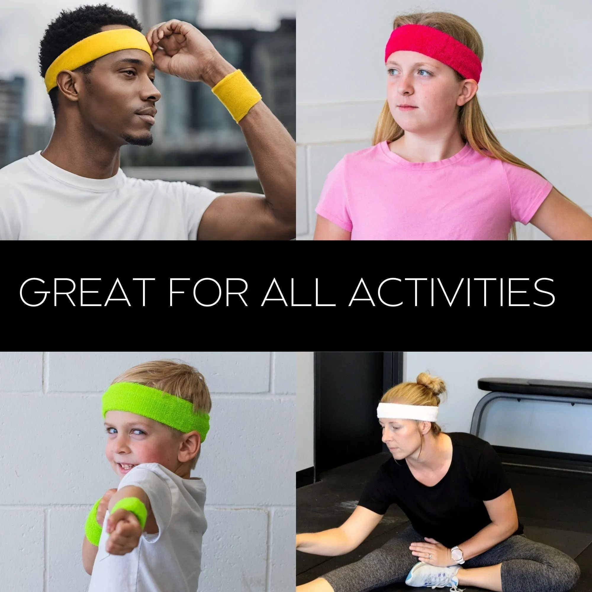 Sweatbands Soft Terry Cotton Sweat Band Headband You Pick Colors & Quantities