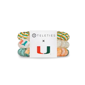 Teleties Hair Tie - Large Band Pack of 3 - University of Miami