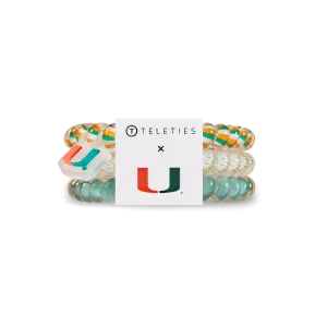 Teleties Hair Tie - Small Band Pack of 3 - University of Miami