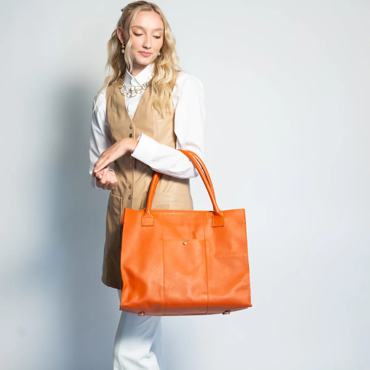 The Calista Tote (Tangerine)