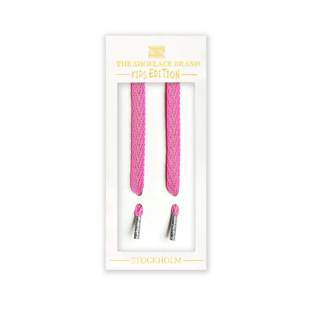 The Shoelace Brand - Reflective Pink Kids Shoelaces (70cm)