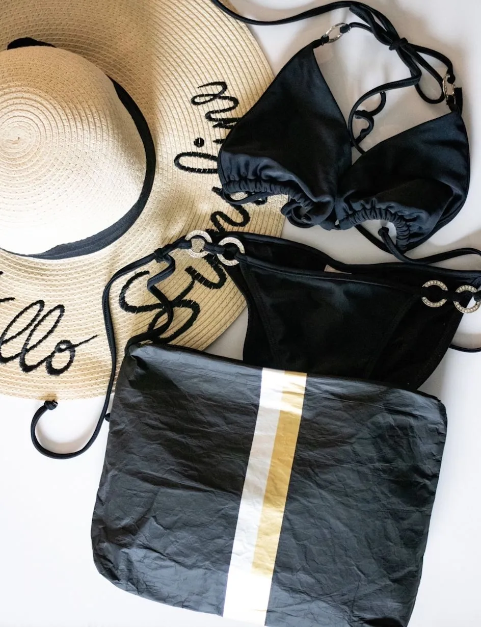The Weekender Set in Black with Silver and Gold Stripes