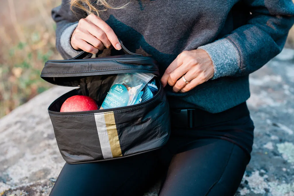 The Weekender Set in Black with Silver and Gold Stripes