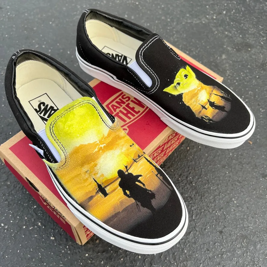 This is the Way Custom Vans Slip On Sneakers
