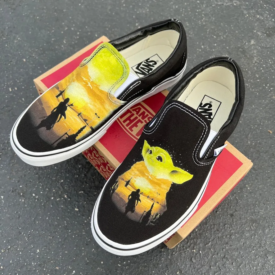 This is the Way Custom Vans Slip On Sneakers