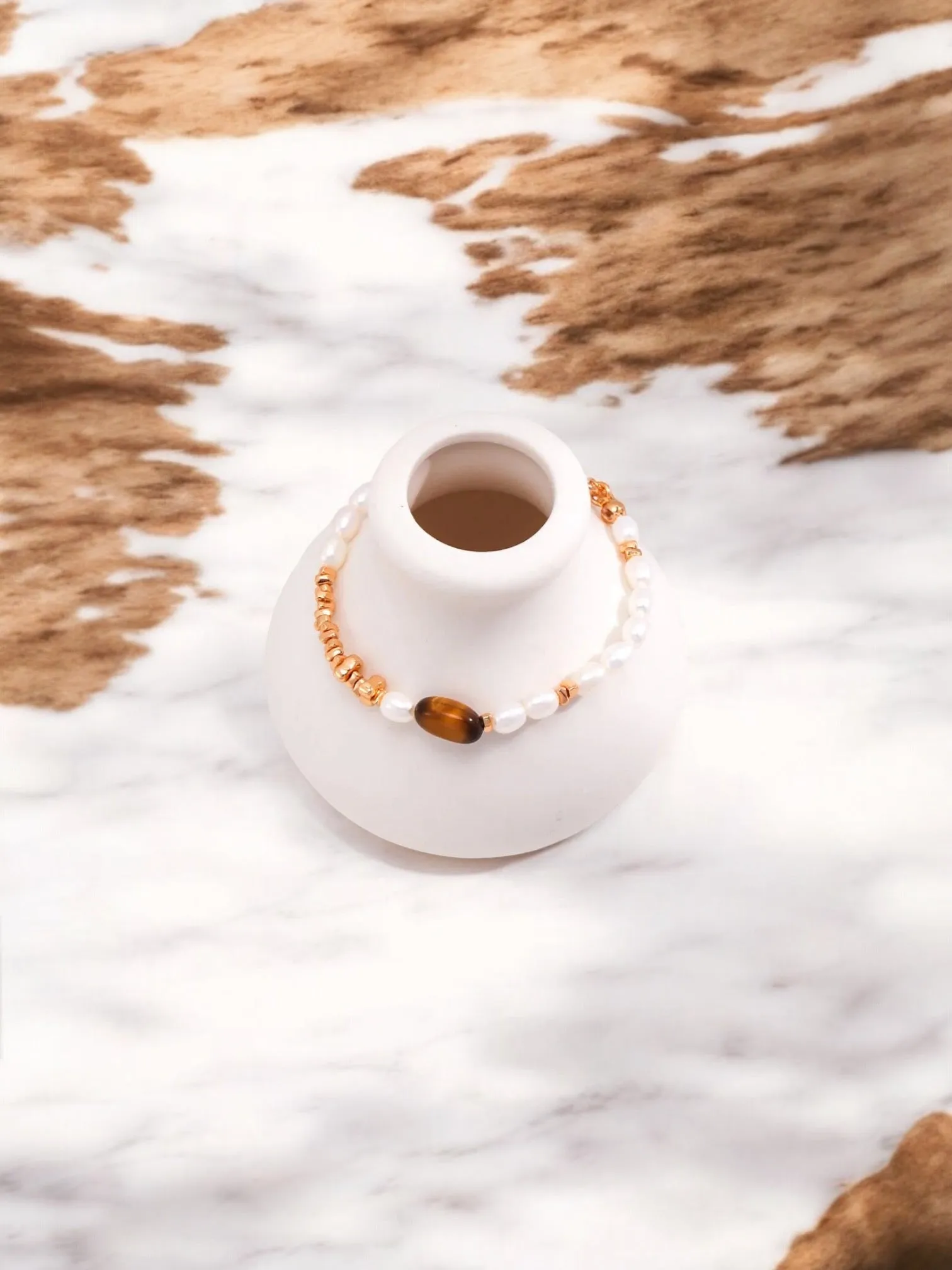 Tigrella - Tiger Eye Stone Pearl Bracelet