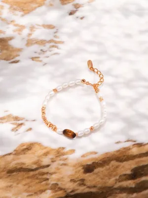 Tigrella - Tiger Eye Stone Pearl Bracelet